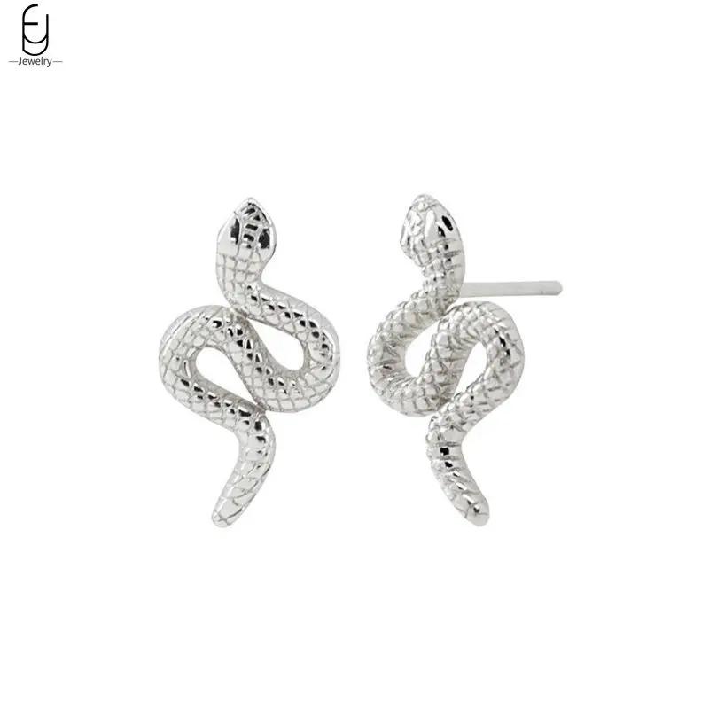 925 Silver Needle Vintage Snake Earrings Women Gold Round Ear Clips Punk Style Fashion Hoop Earrings Women Jewelry