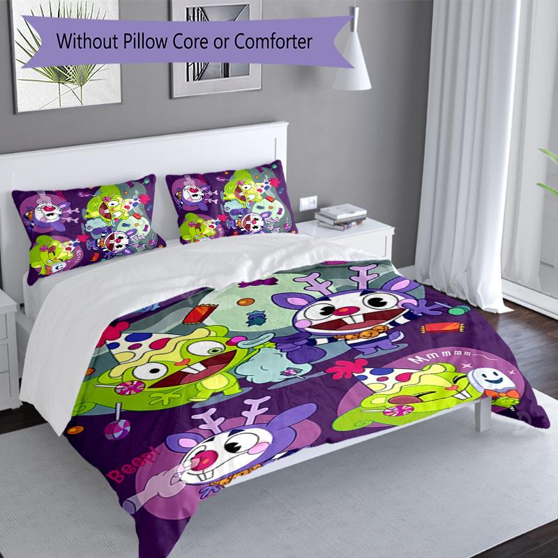 3pcs Happy Tree Friends3 pattern bedding set duvet cover set includes duvet cover &pillowcases, perfect all season bedroom decoration & gift