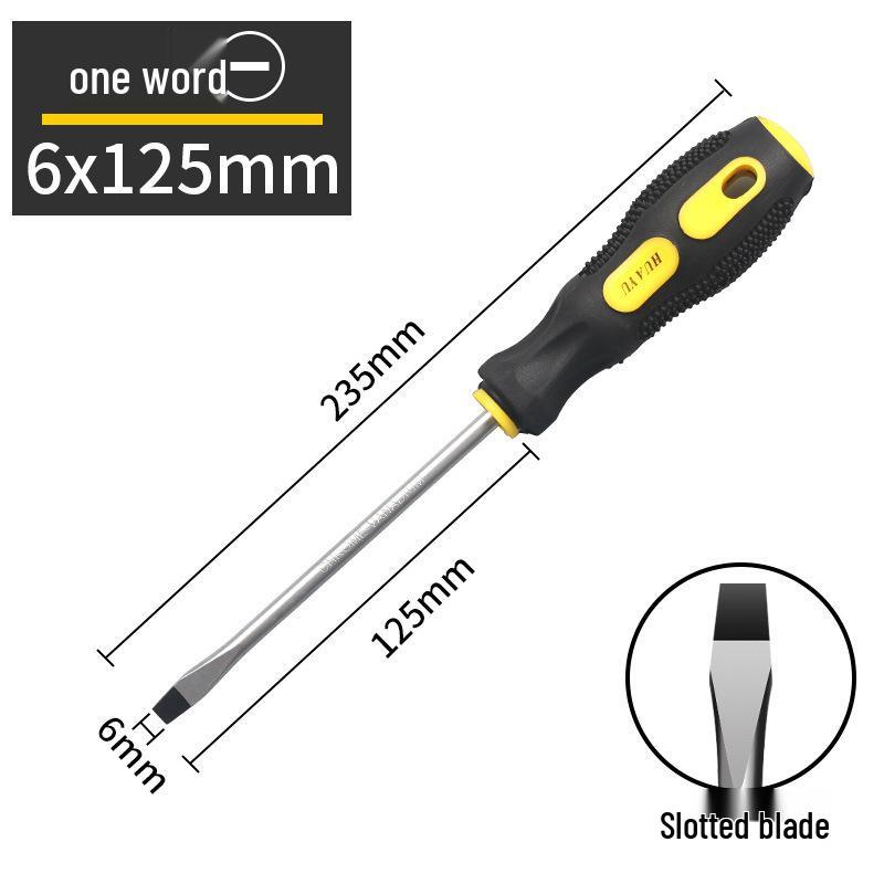 Industrial Rubberized Phillips and Slotted Screwdriver with Magnetic Bit and Non-Slip Handle.