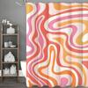 Retro Aesthetic 70's Swirl Abstract Shower Curtain, 80's 70's 60's Retro Cute Boho Orange Beige Bathroom Decorative Shower Curta