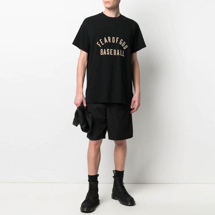 Fear of God Essentials Flocked Logo Crewneck Short Sleeve T-Shirt Men Tops Black FG50-063TJ-001