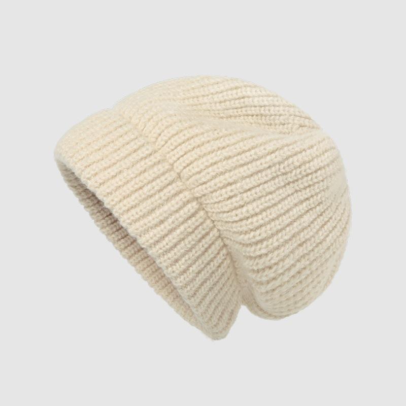 Hat Women's Autumn and Winter Wool Hat Thickened Warm Ear Protector Cold Hat Solid Color Versatile Face Small Knitted Stacking Hat