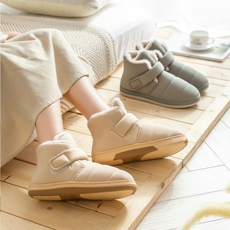 High-top cotton slippers women's winter new outer wear bag heel non-slip warm plush cotton shoes men's winter