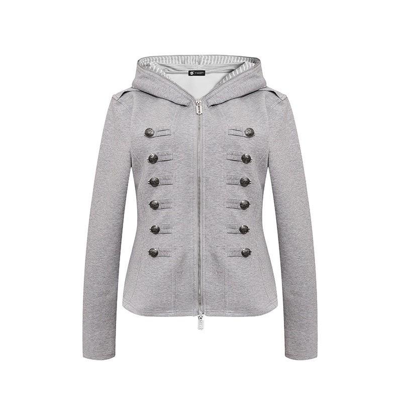 Vintage Striped Hooded Sweatshirt Slim Fit Zip Up Cardigan Streetwear Women