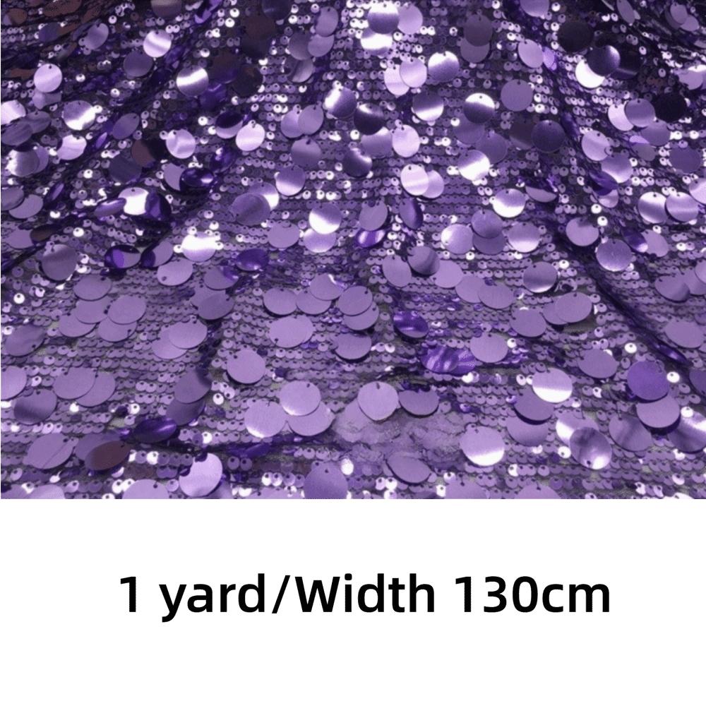 1 Yard/Width 130cm Circular Sequin Fabric Large Embroidered Stage Costume Fabric Mesh Bottom Wedding Dress Fabric