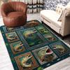 Fish Frame Collage Pattern Rug Floor Mat for Living Room or Bedroom Soft and Comfortable Carpet a Gift for Birthday and Holiday.