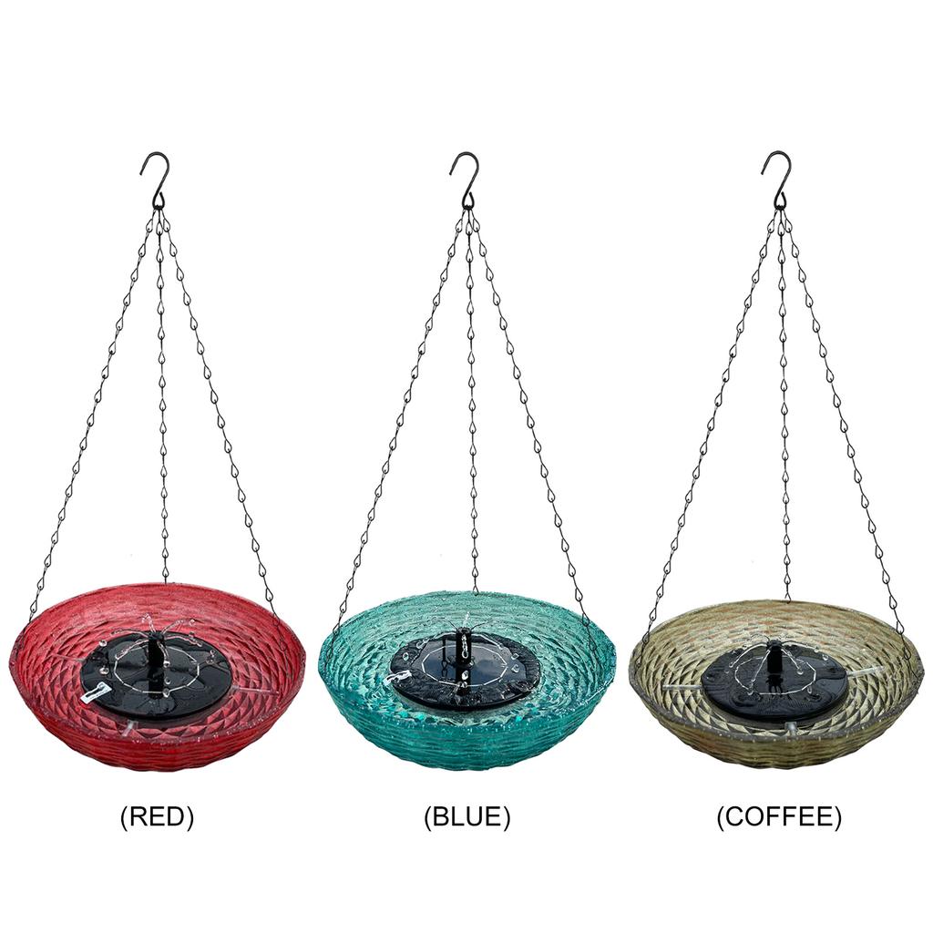 Fontaine Solaire Baignoire pour Oiseaux Suspendue Mangeoire pour la Faune Baignoire Solaire avec Pompe à Eau pour Jardin Extérieur Cour Patio Pelouse