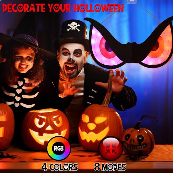 Halloween Eye Light Decoration Large Glowing Wooden LED Eye Light for Halloween Bush Yard Home Wall Window Tree Decor