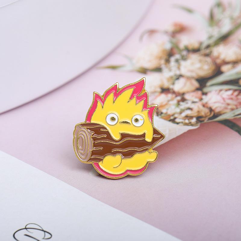 Calcifer Fire Sprite Enamel Pin - Japanese Game Cartoon Lapel Brooch