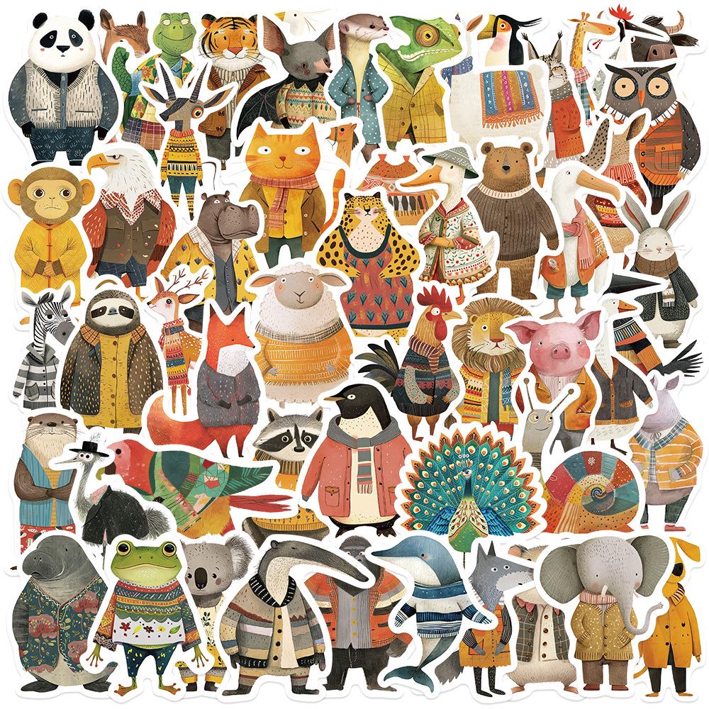 Sada samolepek divoké zvěře: Los, Alpaka, Panda & Lev
