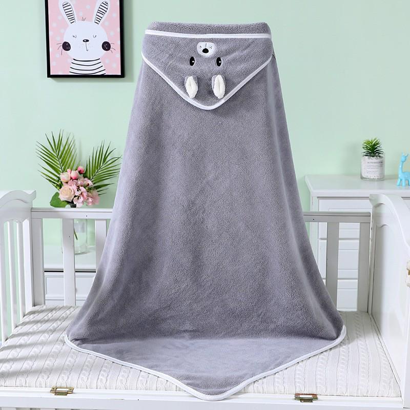 Soft Coral Fleece Baby Swaddle Blanket with Hooded Cape and Embroidery