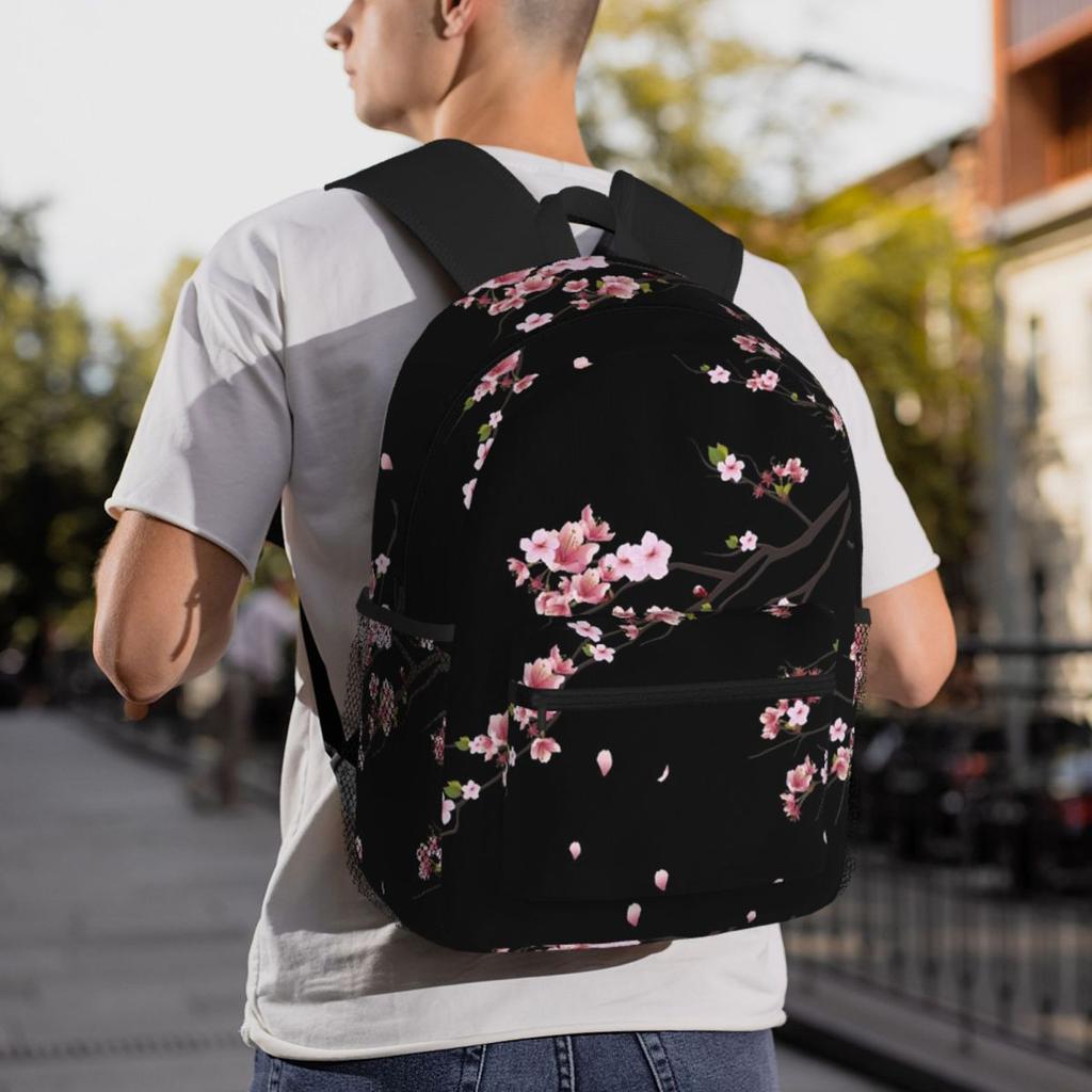 Japanese Sakura Cherry Blossoms Student Backpack School Bag Hiking Travel Daypack for Men Women Bookbag Shoulder Bags
