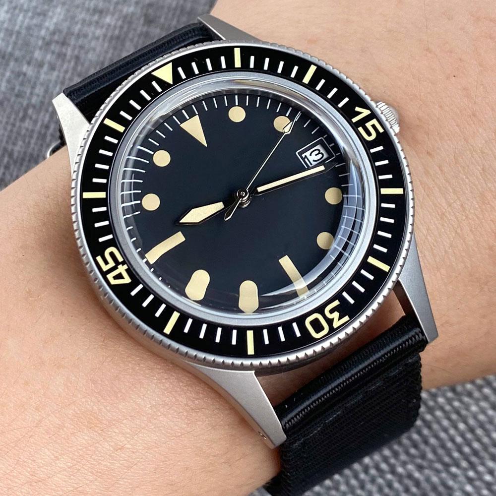 Tandorio 40mm 50-Fathoms New Retro Automatic Men Watches For Miyota 8215 20ATM Sapphire Glass Titanium Diver Watches Luminous