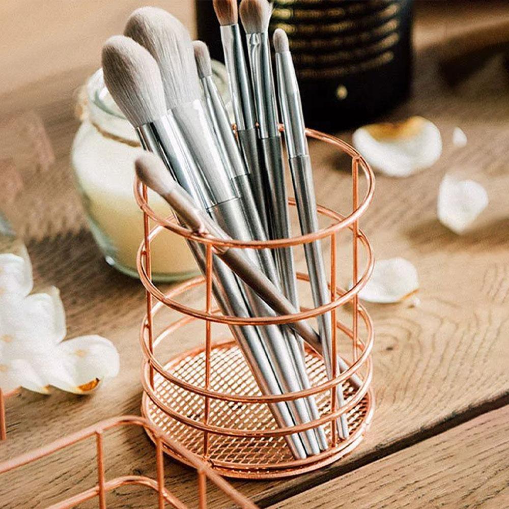 

1 металлический железный стакан для хранения кистей для макияжа/корзина для хранения канцелярских товаров для офиса/многофункциональный ящик для хранения из нержавеющей стали
