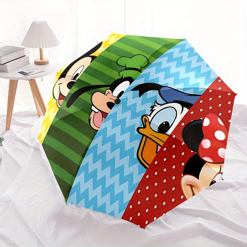 Mickey Mouse, Minnie Mouse Automatic Opening and Closing Umbrella, Compact Travel Umbrella, Lightweight and Portable, Suitable for Beach Com