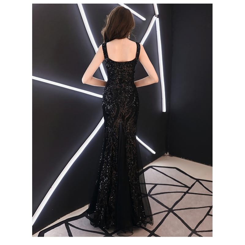 Mermaid Color Party Sequined [88flix] Dress, Black, Dress, Dress, After-Party, Wedding, Recital, Figure-Flatting, Formal, (M)