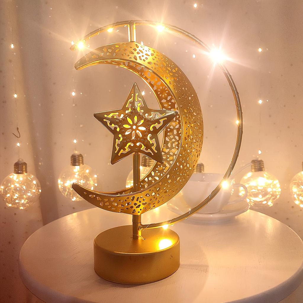 1PC New Wrought Iron Desk Lamp with 360 ° Manual Rotation Moon Shape