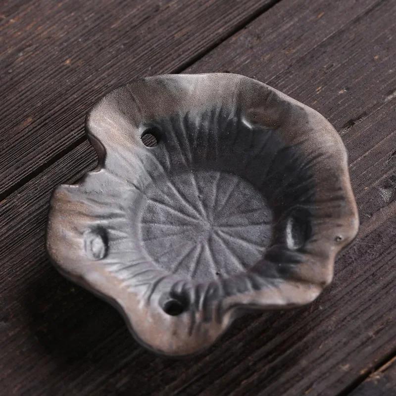 

Vintage Ceramic Cup Mats Handmade Coarse Pottery Cup Coaster Lotus Leaf Creative New Chinese Kung Fu Tea Set Coasters