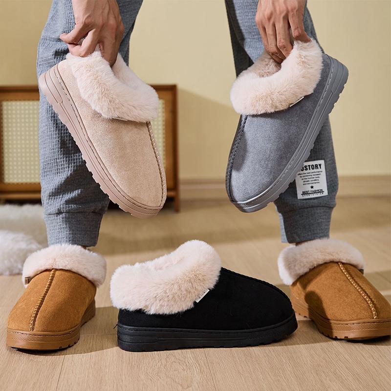 Fashion Classic Faux Suede Plush Slippers Women Indoor Non Slip Warm Cotton Slippers Woman Winter Furry Platform Snow Boots Mujer