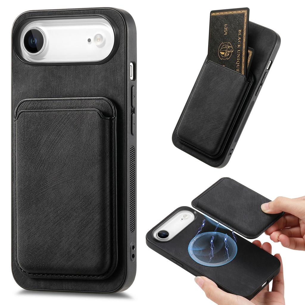 For iPhone Air Case Compatible with MagSafe Leather Back Cover with Detachable Card Holder