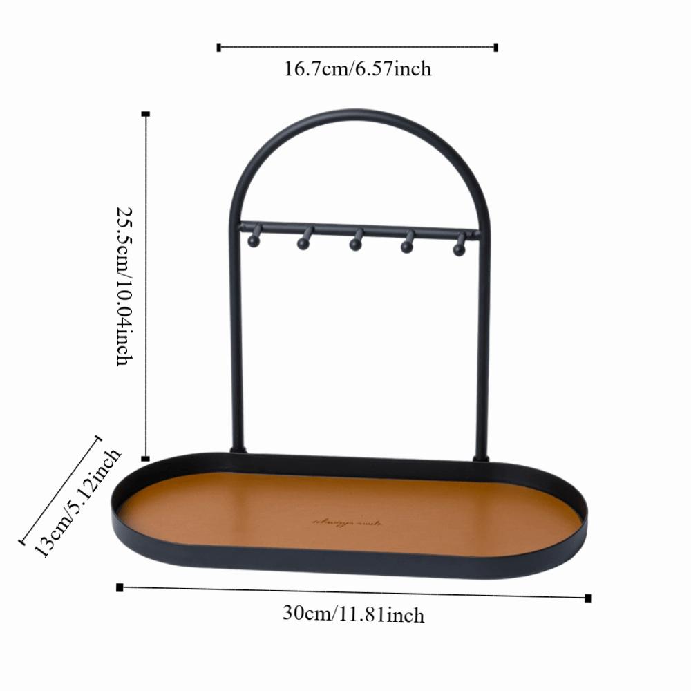 Wrought Iron PU Key Storage Rack Removable Decorative Jewelry Shelf Durable Rust-proof Jewelry Display Stand Bedroom
