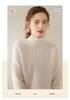 Women's Cashmere Cable Knit Sweater - Half-High Collar, Thick, Loose Fit, Solid Color, Perfect for Autumn/Winter