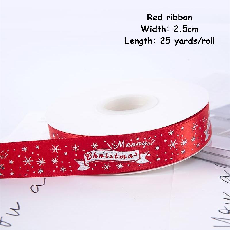 1/4 Inch Christmas Ribbon for Crafts Holiday Grosgrain Ribbon Christmas Ribbon for Gift Wrapping Festival Party Decoration
