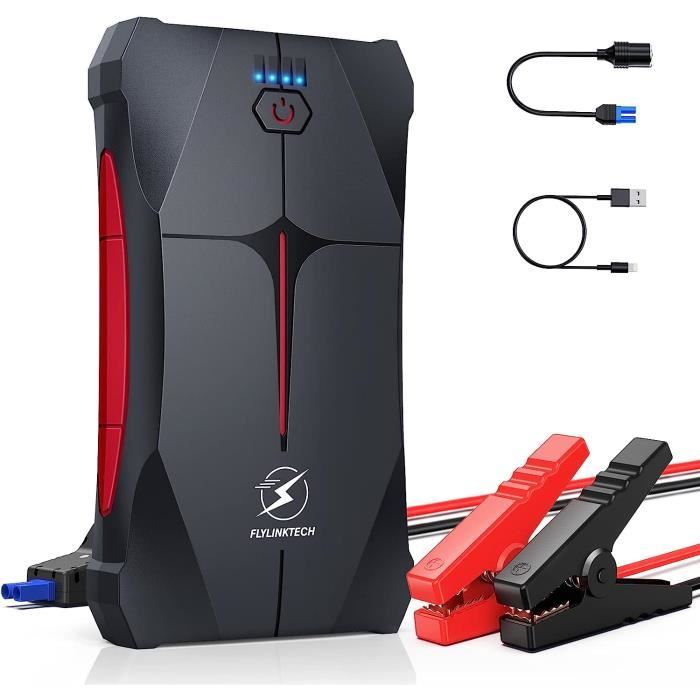 Démarreur Batterie Voiture - FLYLINKTECH - Booster 1500A 13200mAh 12V - Lampe LED - Pince Sécurité - Universel