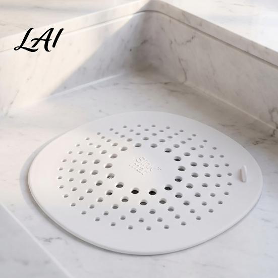 Bathroom Hair Catcher Kitchen Sink Strainer Mat with Suction Cup Food Residue & TPR Drain Filter Floor Cover Anti Clogging Mesh for Odor Proof