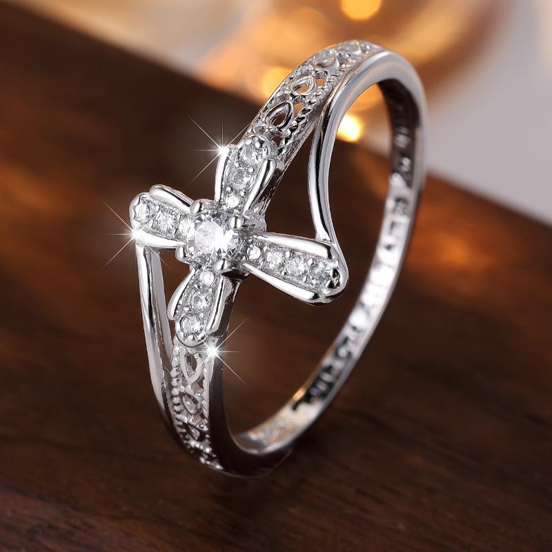 

Кольца-крестики из стерлингового серебра S925 с цирконием для женщин в простом стиле с прозрачным фианитом на руку, подарок на годовщину 6 серебряный