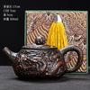 Purple pottery Shuanglong bead teapot handmade relief high-end kung fu tea set teapot teacup business high-end gifts