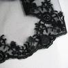 2-Tier Women Black Wedding Veil Embroidery Floral Lace Sheer Tulle Hair Accessories with Comb