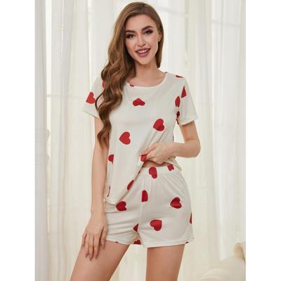 Kısa kollu ve şortlu Avrupa ve Amerikan tarzı büyük beden kadın yazlık pijama takımı