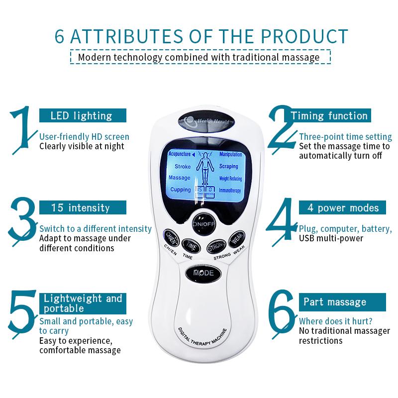 Durable And Safe Electric Tens Dual Output Massage Instrument Electrical Ems Muscle Stimulator Pulse Massager Acupuncture For Neck Back Full Body