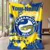 Parramatta Eels Custom Flannel Throw Blanket Print Your Name Text Soft Warm Blanket Holiday Present