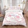 3pcs Idea My Melody Quilt Cover Set (1 Quilt Cover + 2 Pillowcases Without Pillow Core), High-Definition Printing for Home and Dormitory.W053