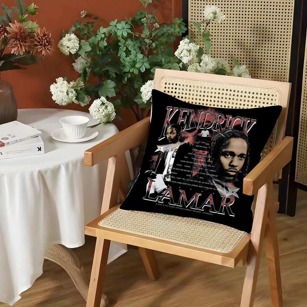 Rapper KKendrick LLamar Cushion Cover Silky Short Plush Invisible Zipper Dustproof Sofa Pillow Case for Home Decor