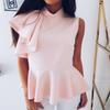 Women's Fashion Summer Round Neck Irregular Ruffled Slim Sleeveless Solid Top For Effortless Style