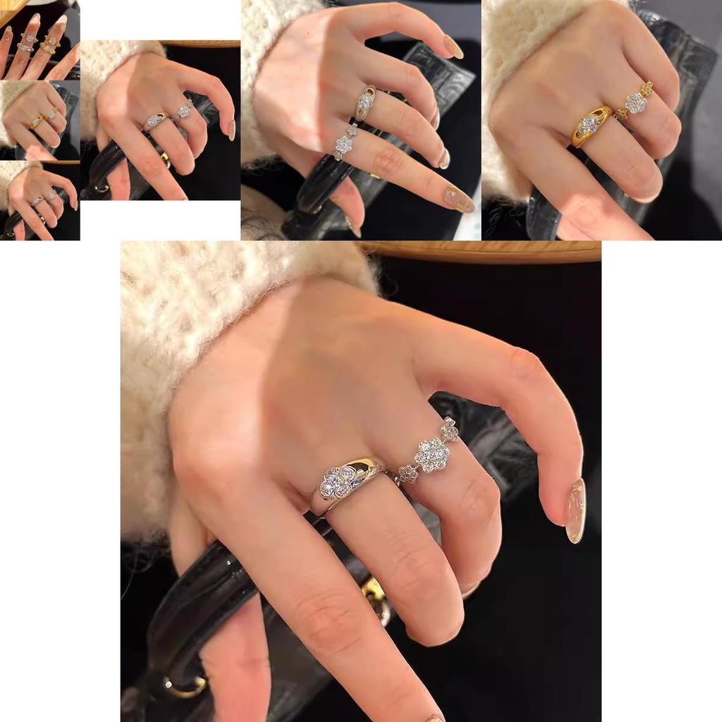 Luxurious Open Adjustable Floral Design Ring For Women Featuring Brilliant Sparkling Diamonds