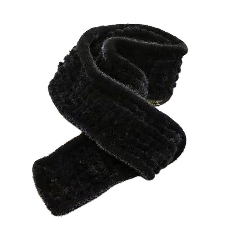 MWFur Manufacturer Winter Mink Fur Ball Scarf for Men Women Winter Scarf Mink Fur Ball чёрный