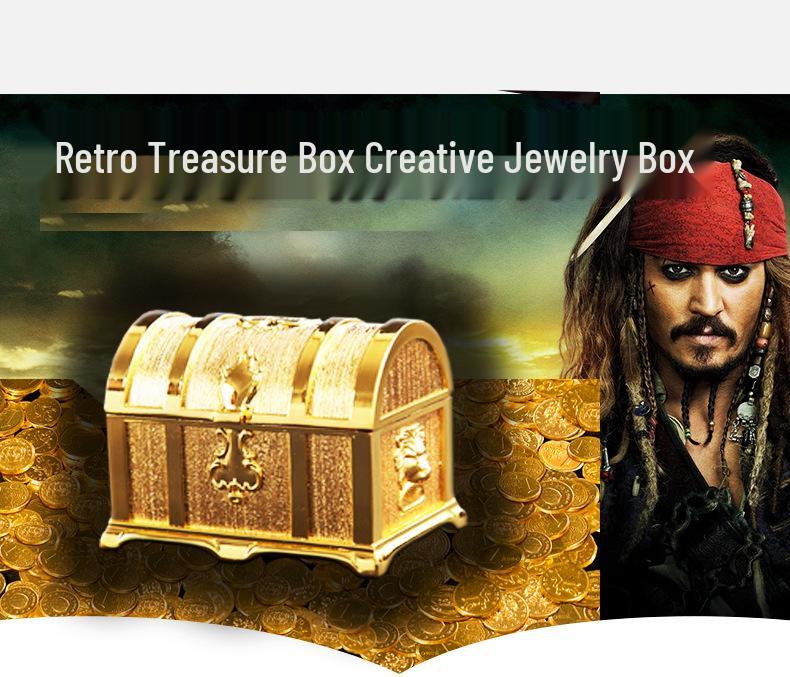 Medium European-Style Tin Pirate Treasure Chest for Jewelry or Wedding Gift