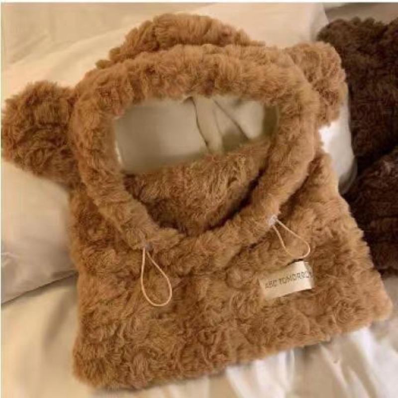 Mode Damen Winter Plüsch Bärenohren Mützen Warmhalten Nackenschutz Kapuzenschal Pullover Mütze Verdicktes Lätzchen Masken-Set Outdoor