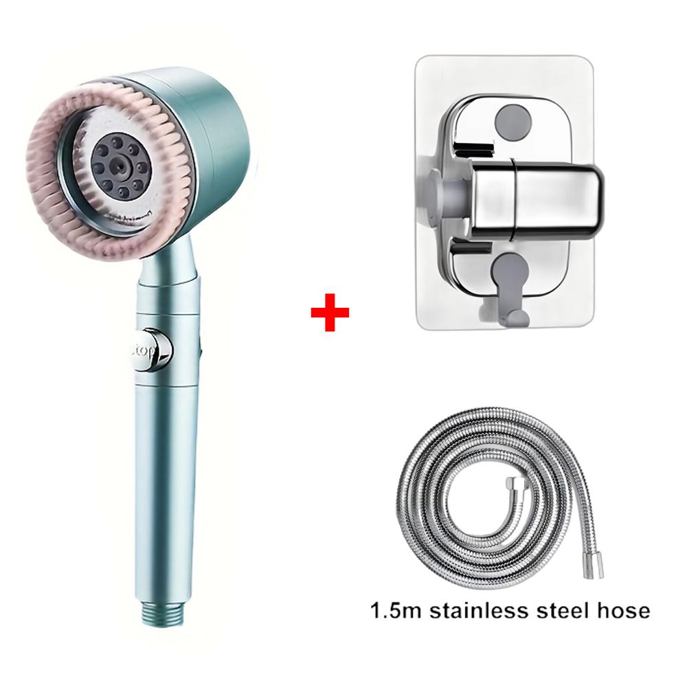 Pommeau de douche 5+1 modes avec brosse de massage ABS Haute pression Économie d'eau Portable Filtre de salle de bain Pommeau de douche Arrêt d'eau à une touche