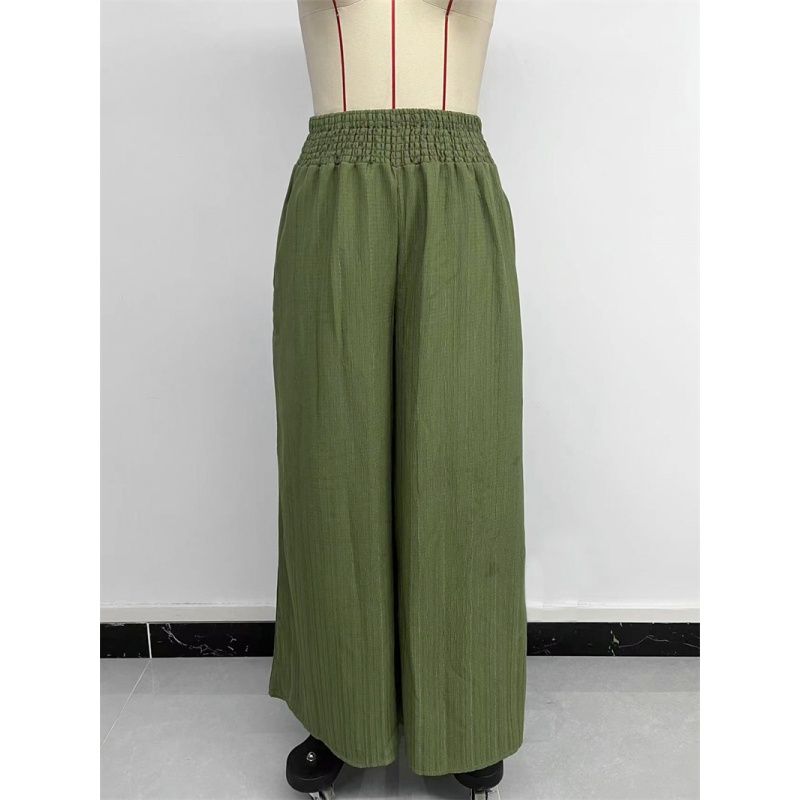 Fashion Women Trousers Ladies Pants Versatile Elastic High Waist Solid Wide Leg Pants Women