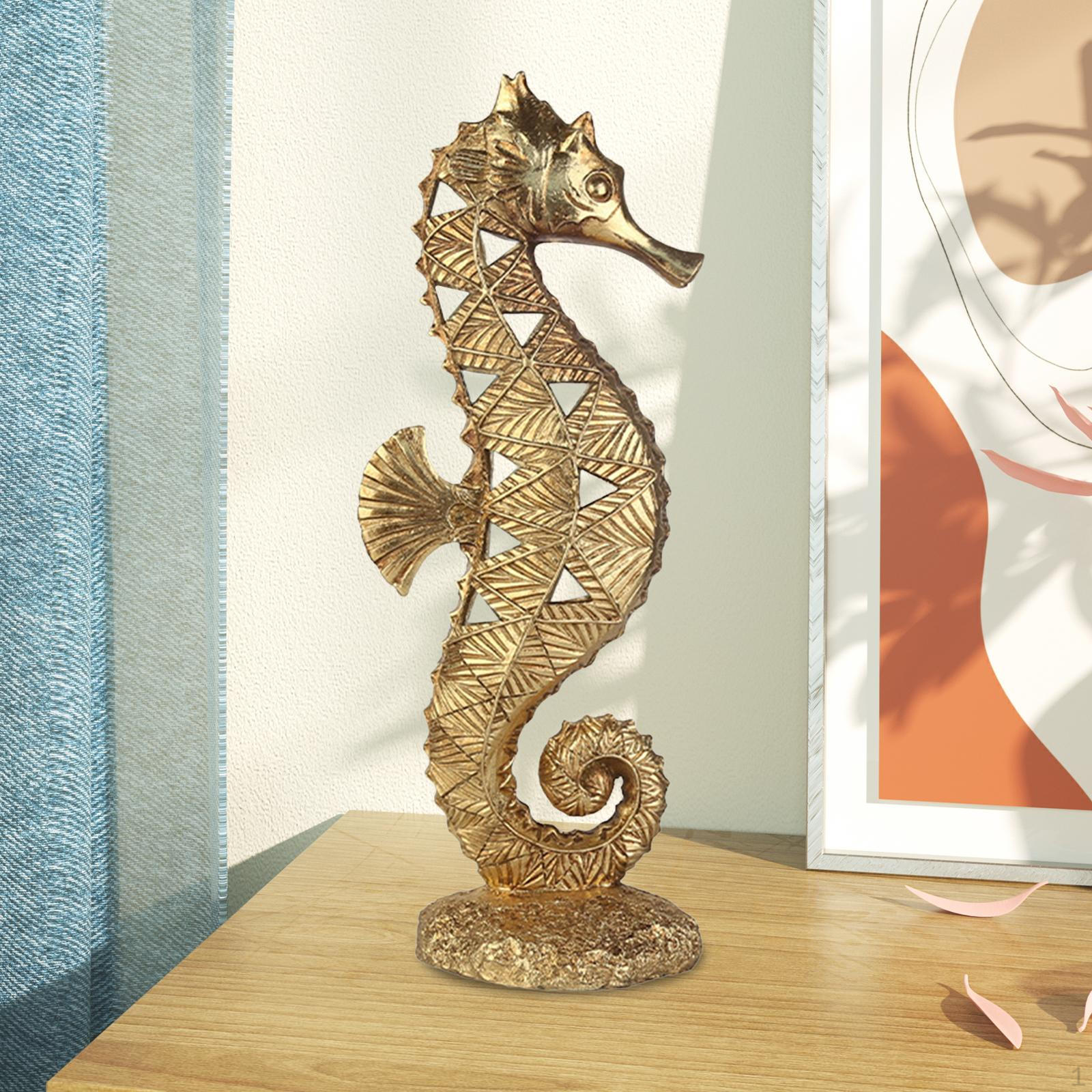 

Фигурка из смолы, скульптура, художественная коллекция, украшение, статуя золотого цвета, украшение для спальни в помещении Seahorse