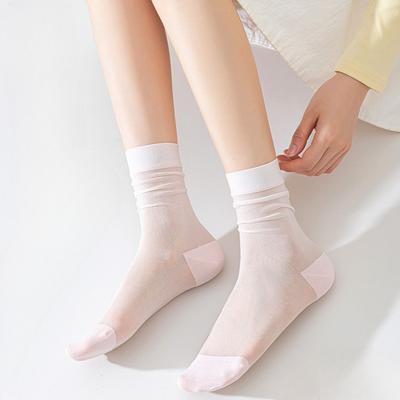 Damen Frühling und Sommer Neu Dünn Einfarbige Atmungsaktive Schweißabsorption Strapazierfähig Monat Im Schlauch Stapelsocken
