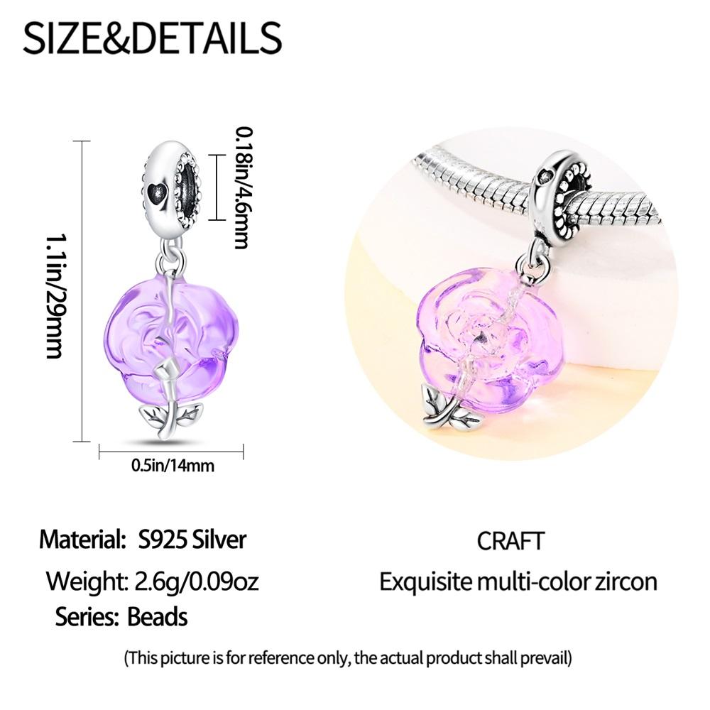 Charm-Perlen Anhänger Kupfer Glas Rose Anhänger-Perlen Kompatibel Mit Charm-Perlen Silber Authentische Armbänder Perlen-Anhänger Damenschmuck Maki