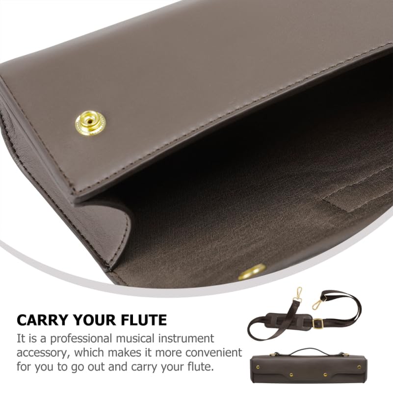 NOLITOY Flute Bag, 2-Way HandbagShoulder Bag, Stylish, Durable, and Portable, 44 x 10.2 x 6.8 cm, Coffee Color