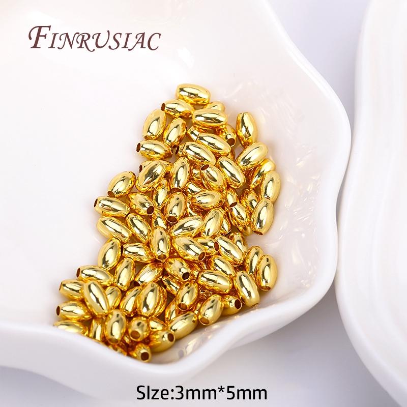 Rice Shape Beads For Jewelry Making Supplies DIY Findings Accessories 3X5MM 18K Gold Plated Oval Spacer Beads