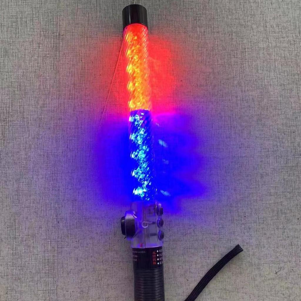 Baston de semnalizare LED reîncărcabil 40cm: Instrument de siguranță 4-în-1 cu intermitență roșie și albastră, vizibilitate nocturnă, fluorescent și funcție de spargere a geamului.